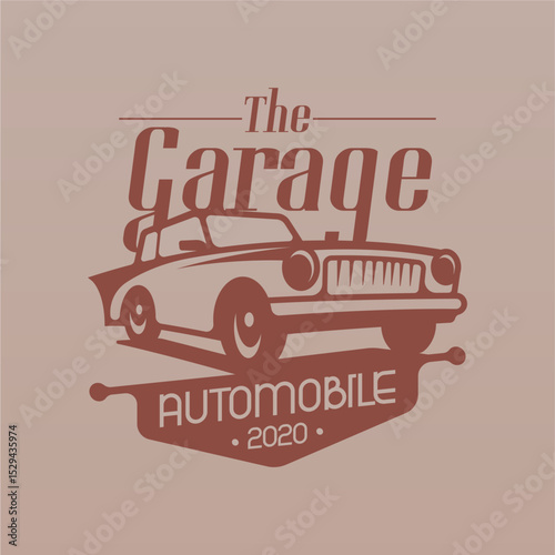 Retro american muscle car logo design template