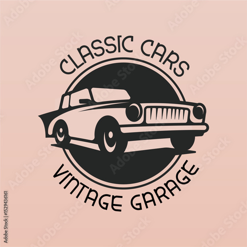 Retro american muscle car logo design template