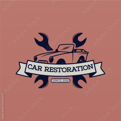 Retro american muscle car logo design template