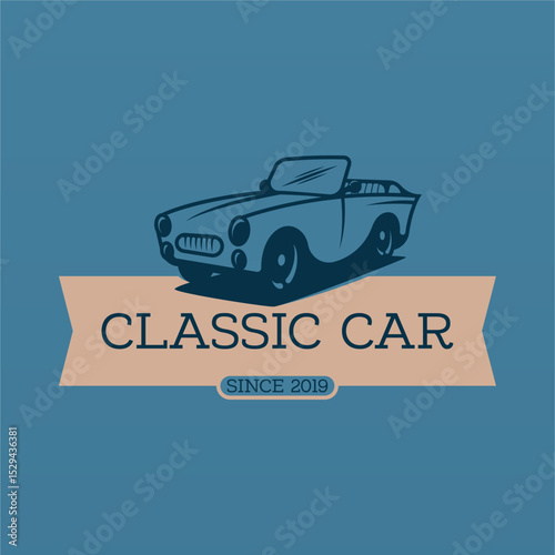 Retro american muscle car logo design template
