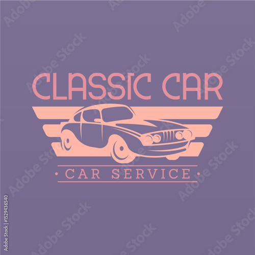 Retro american muscle car logo design template