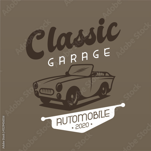Retro american muscle car logo design template