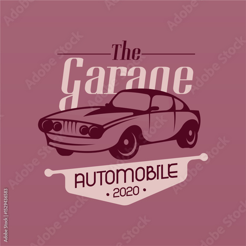 Retro american muscle car logo design template