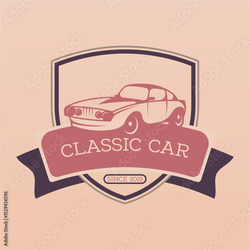 Retro american muscle car logo design template