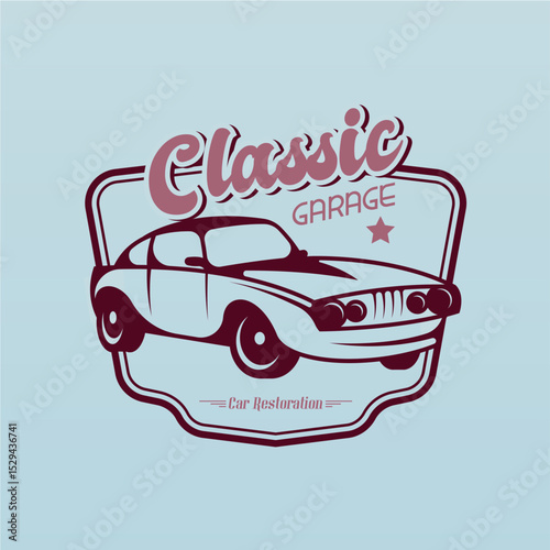 Retro american muscle car logo design template