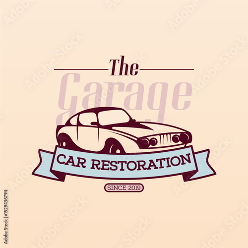 Retro american muscle car logo design template