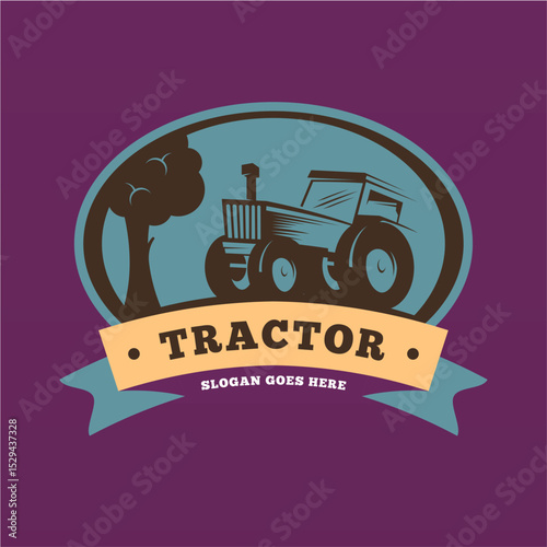 Farm tractor logo design template