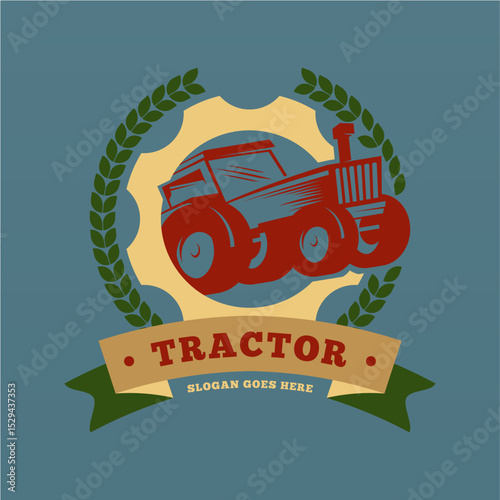 Farm tractor logo design template
