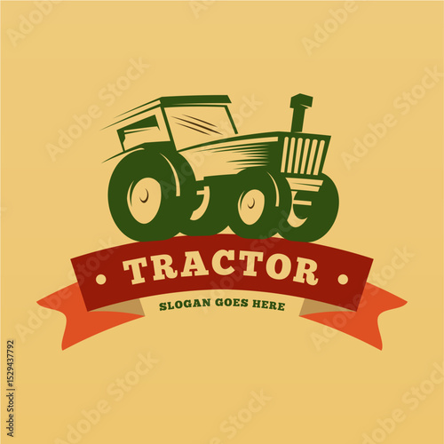 Farm tractor logo design template