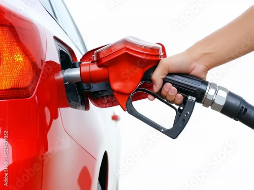 a hand inserting a gas gun into a car