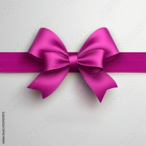 Elegant Pink Ribbon Bow on Smooth Background for Gift Wrapping and Decoration Purposes