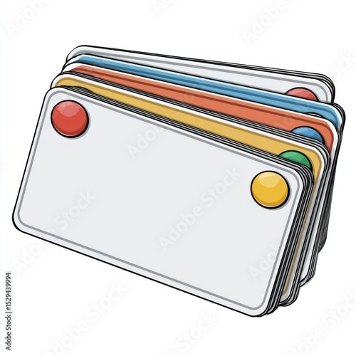Colorful Blank Cards Stacked Together for Creative Projects and Educational Purposes with a Simple Design and Bright Colors