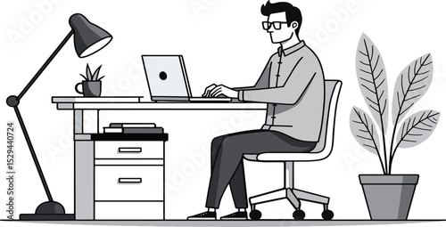 business woman working on computer