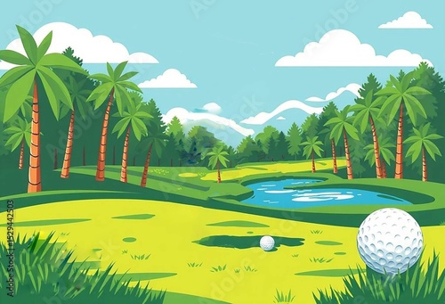 golf course with golf ball