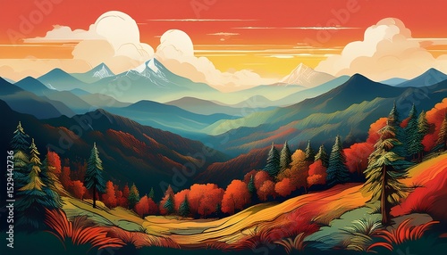 great smoky mountains illustration