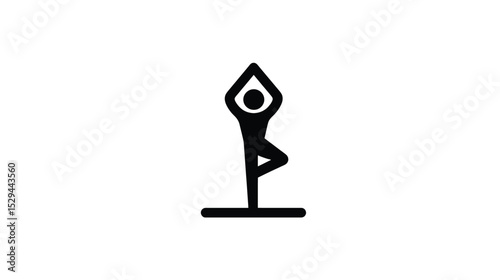 Vector silhouette Yoga Pose Icon: Minimalist Tree Pose Illustration for Wellness Websites and Apps
