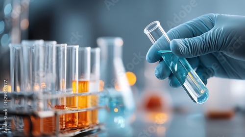 scientist hand with test tube scientific test