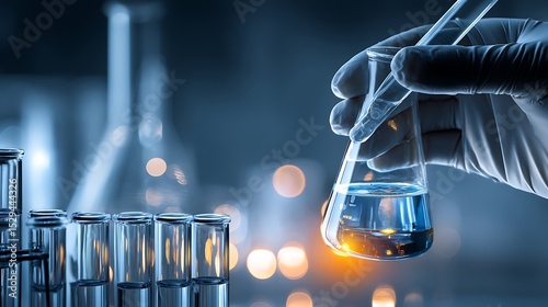 scientist hand with test tube scientific test