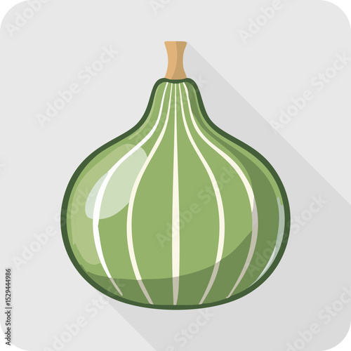 Green Bottle Gourd Illustration on Gray Background.