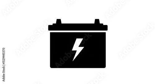 Car battery icon with lightning bolt symbol isolated on transparent background