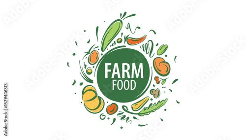 Vector logo of farm products, hand-drawn