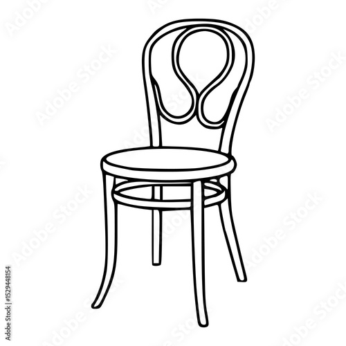 vintage cafe chair outline illustration