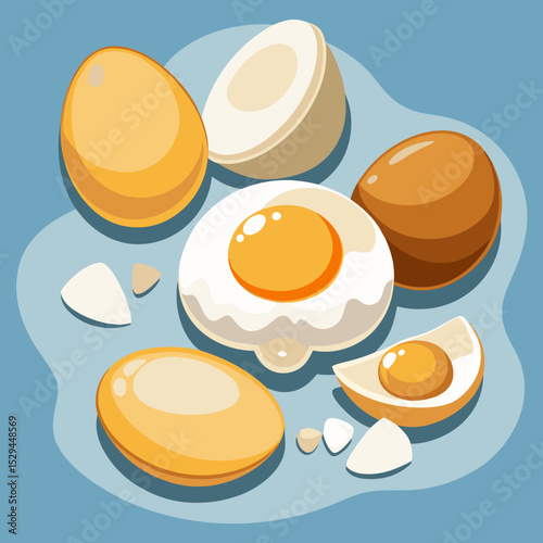 Cute Cartoon Eggs Celebrating World Egg Day Vector Isolated PNG