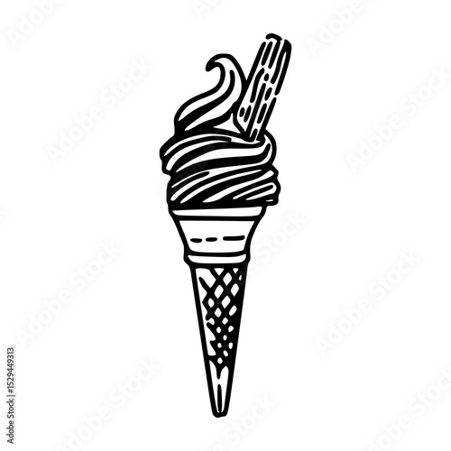 stylized ice cream icon with wafer stick