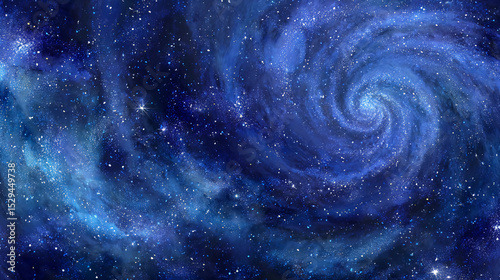 Fantasy galaxy backdrop, swirling stars and rich blue tones