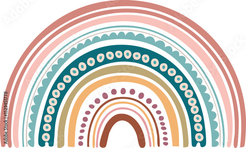 Create a single vector icon of a minimalist pastel rainbow with soft, rounded arches
