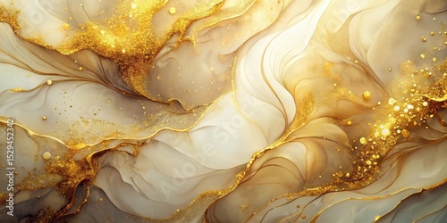 Luxurious abstract background created with gold glitter alcohol ink for high-end wallpaper design