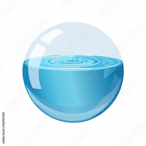 Crystal Sphere Water Droplet Abstract Image of Tranquil Blue Water in a Glass Orb