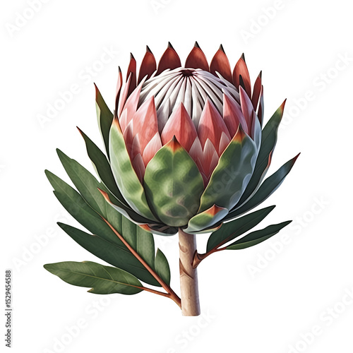 Protea-flower-isolated-closeup-nature-floral-design-stock-image
