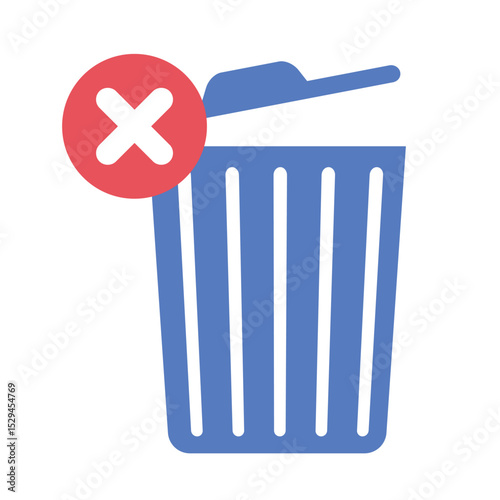 Garbage bin and cross mark. Removal symbol.