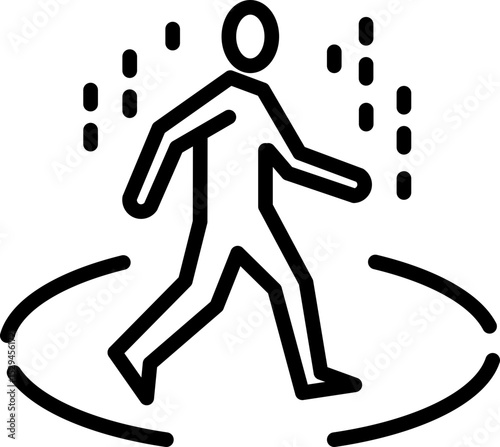 Walking person icon with motion lines, symbolizing movement or activity