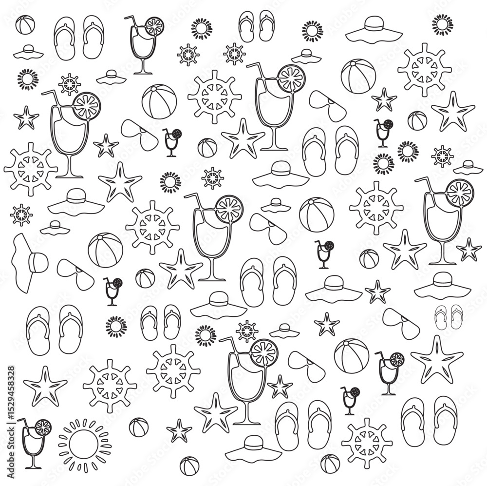 Fototapeta premium Bright Colorful Summer Seamless Pattern with Tropical Elements