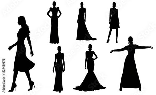 Elegant Woman Silhouette Collection | Fashion Model Silhouettes for Designers, Advertisements, and Apparel Mockups