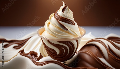 swirled vanilla and chocolate soft serve ice cream with a creamy smooth texture