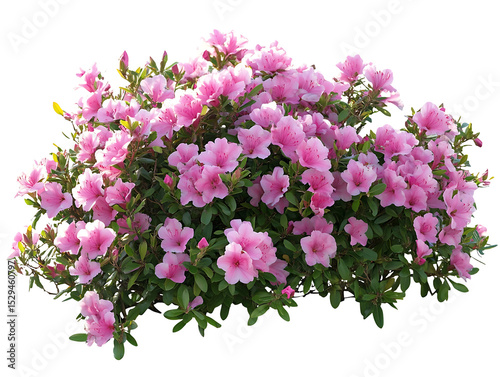 Pink azalea bush blooming isolated on transparent background