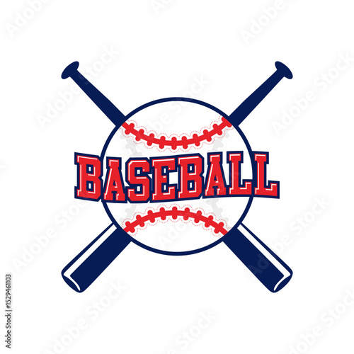 Baseball Emblem Crossed Bats and Ball Design for Sports Teams and Merchandise