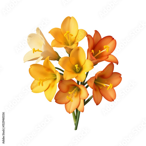 Clivia-flowers-orange-yellow-bouquet-isolated-floral-image