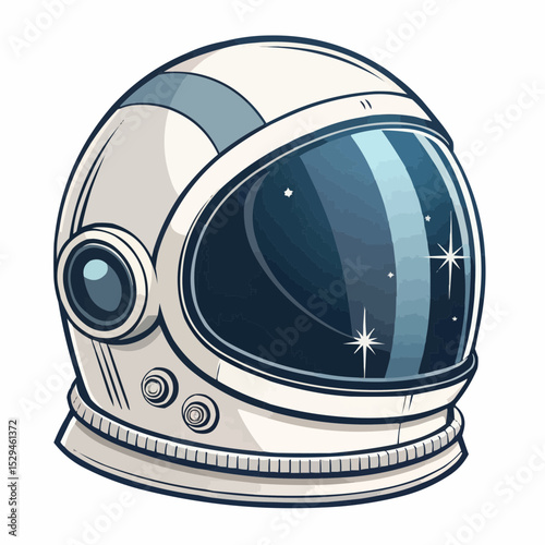 Astronaut Helmet Vector with Reflective Visor Highlights