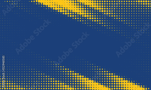 Bold pop art inspired background with blue center and dynamic yellow halftone dot accents. Perfect for comic-style design, modern banners, or creative digital templates with vibrant energy.