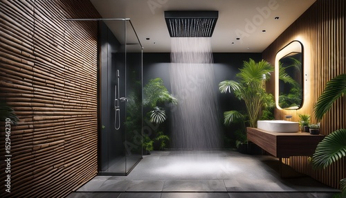 luxurious space featuring a rain shower