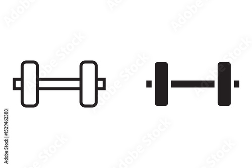 Barbell and dumbbell icon set. Silhouette of a barbell and dumbbells. Vector icon of a barbell.