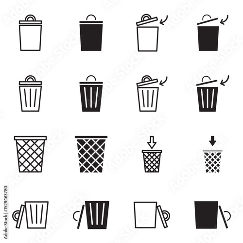 vector trash can icon set. vector trash can symbol. trash tank. trash basket. delete.