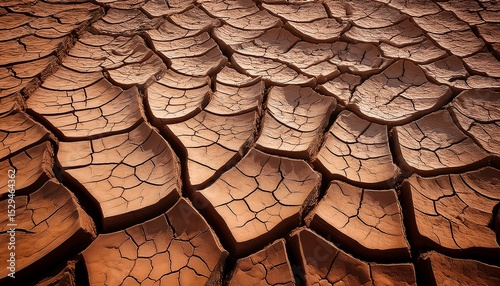 a close up view of cracked earth showcases warm brown tones symbolizing dryness and resilience highlighting the beauty found in natural degradation and earthy textures
