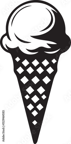 ice cream cone silhouette, dessert outline vector, cold sweet icon black