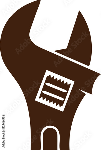 Adjustable wrench silhouette, spanner tool icon, mechanic wrench vector