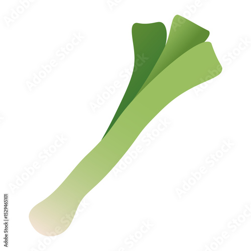 Leek icon. Green onion crop, leek vegetable clipart for farm market design, gradient flat organic food, healthy farm ingredient with green leaves and white bulb. Vector isolated illustration